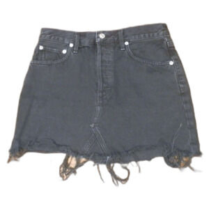Agolde LA Black Mini Skirt Frayed Hem Women's Size 27